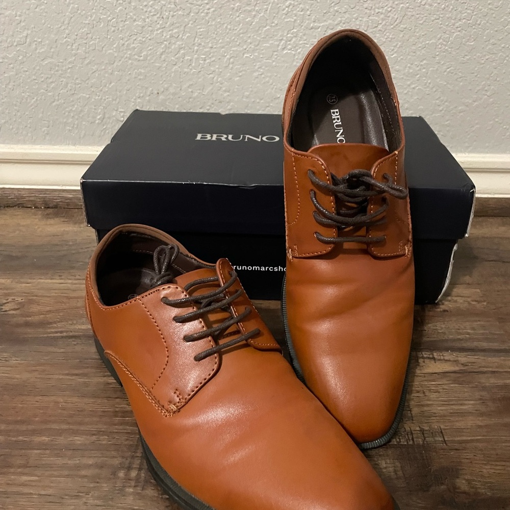 Bruno Marc Men's / Boy's Classic Brown Oxfords